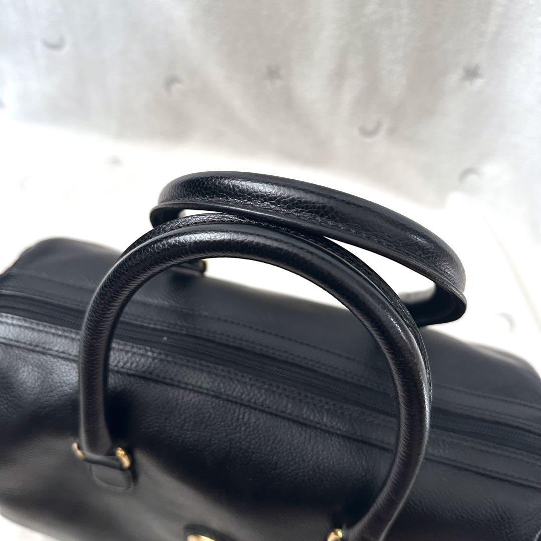 バーバリーズ　ミニボストンバッグ　黒　ゴールド金具　レザー　ノバチェック