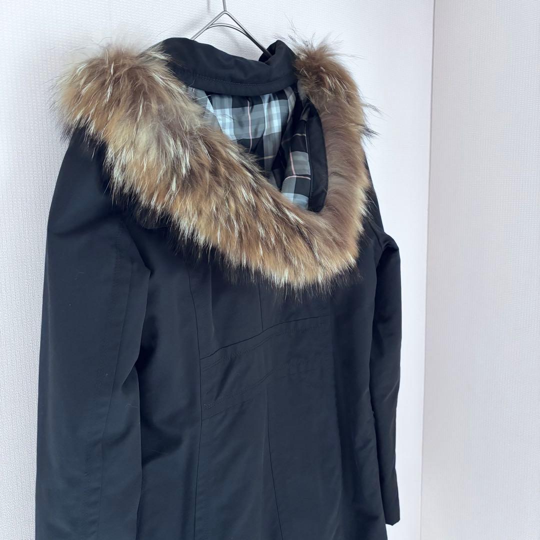 美品BURBERRY BLUE LABEL 黒　フード　ダッフル　38 M