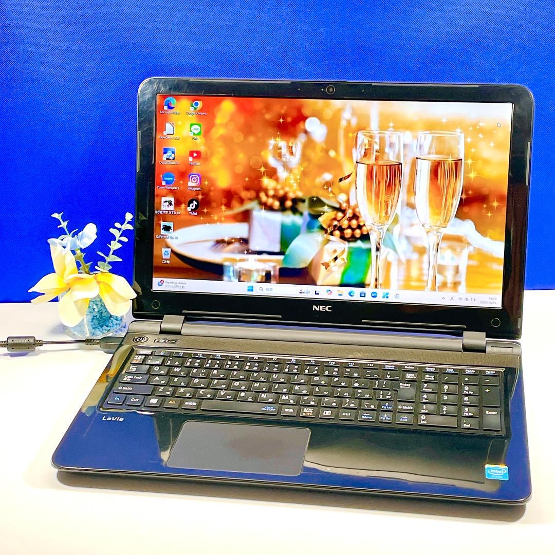 動画視聴に最適✨Windows11✨快適SSD✨NEC黒ノートPCカメラ薄型