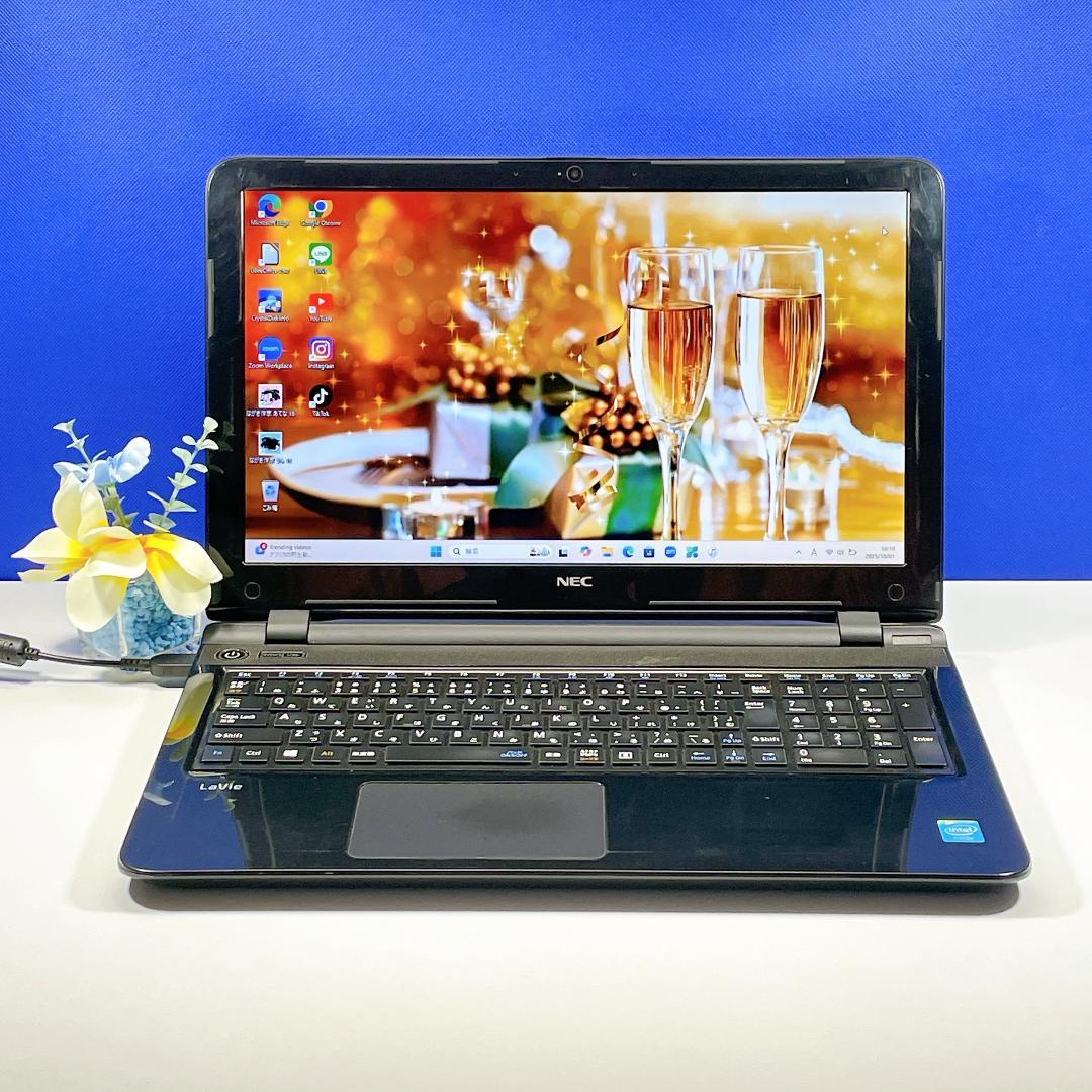 動画視聴に最適✨Windows11✨快適SSD✨NEC黒ノートPCカメラ薄型