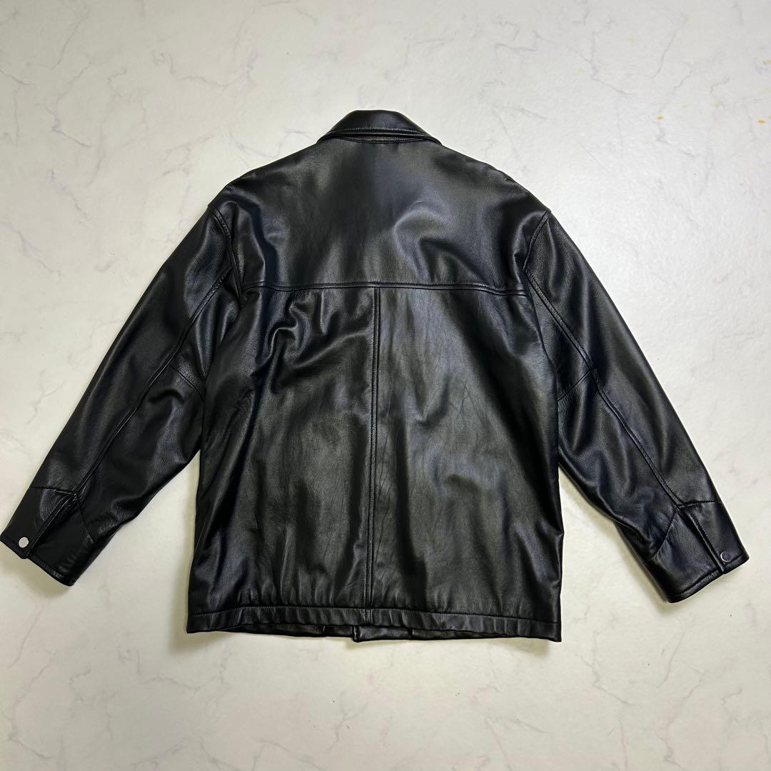ナノユニバース レザー カーコート 羊革 黒 M 本革 レザージャケット