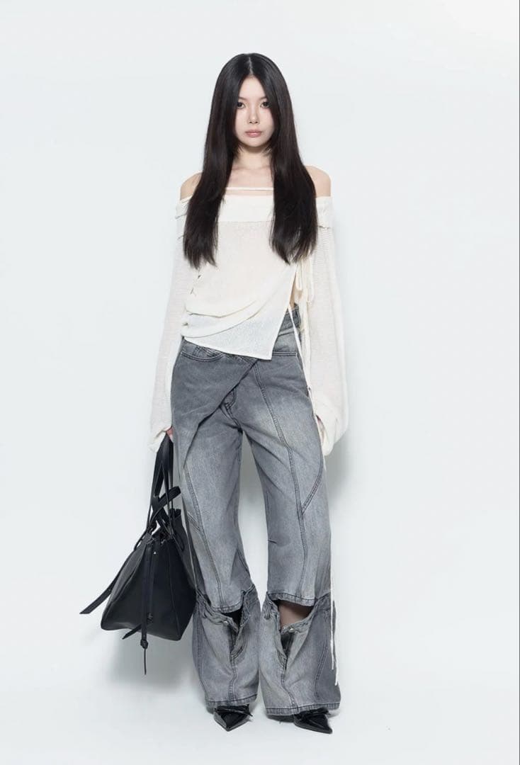 か*の様 S double knee pants heart THEREDTHR