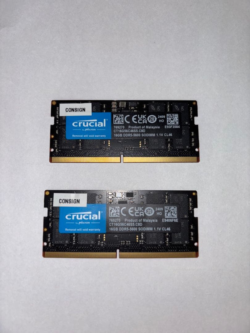 Crucial ノートPC用メモリ 32GB(16x2) DDR5-4800