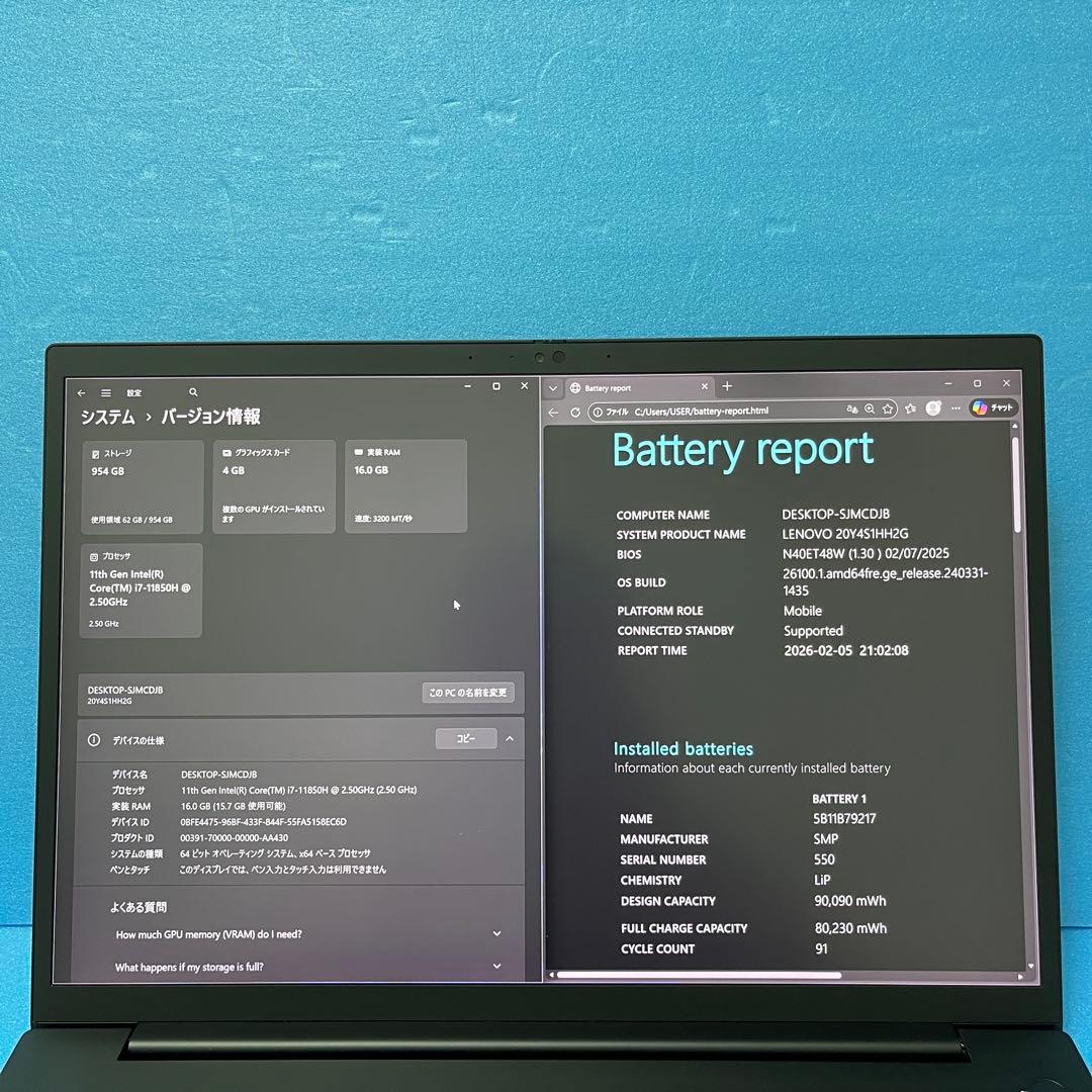 ThinkPad P1 Gen 4 | 4K+ | i7・16GB・1TB
