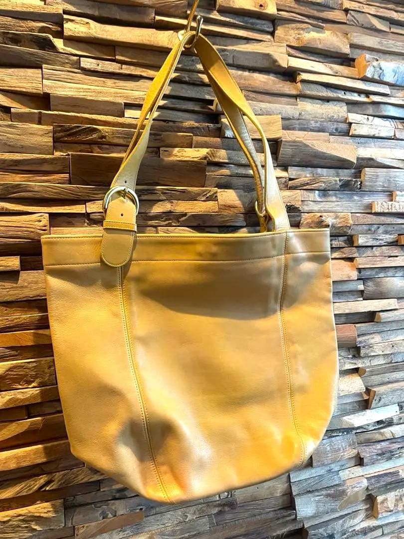 オールドコーチ　イエロー　レザー トートバッグ