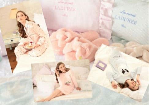 ◎新品 Laduree スクレ ラデュレ パジャマ フリル袖 Wガーゼ ホワイト