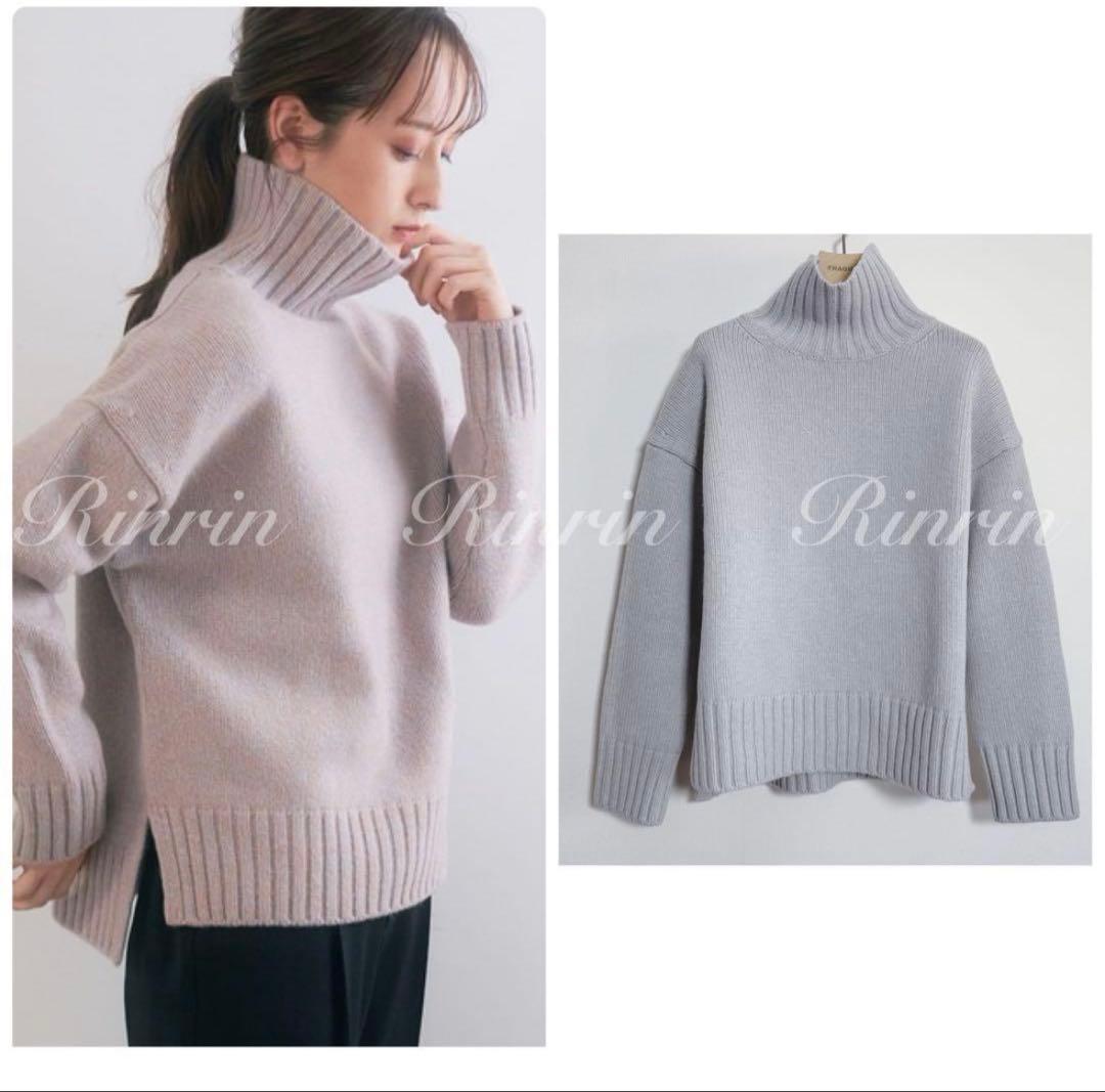 【美品】ANAYI ウールカシミヤドロップショルダー プルオーバー 38