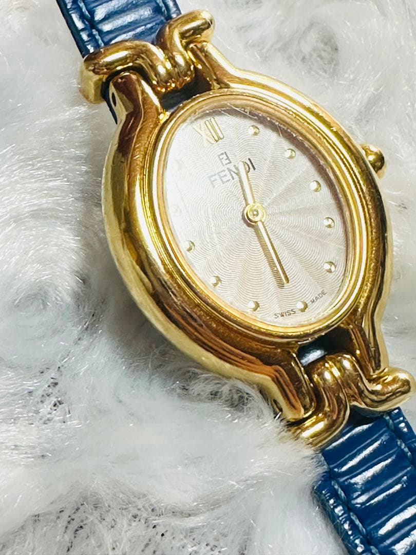 FENDI レザー　腕時計　カメレオン　レディース　青　レザーベルト　美品