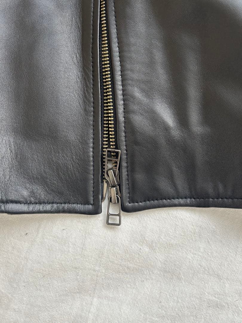 LIUGOO 本革 シングルライダースジャケット メンズ