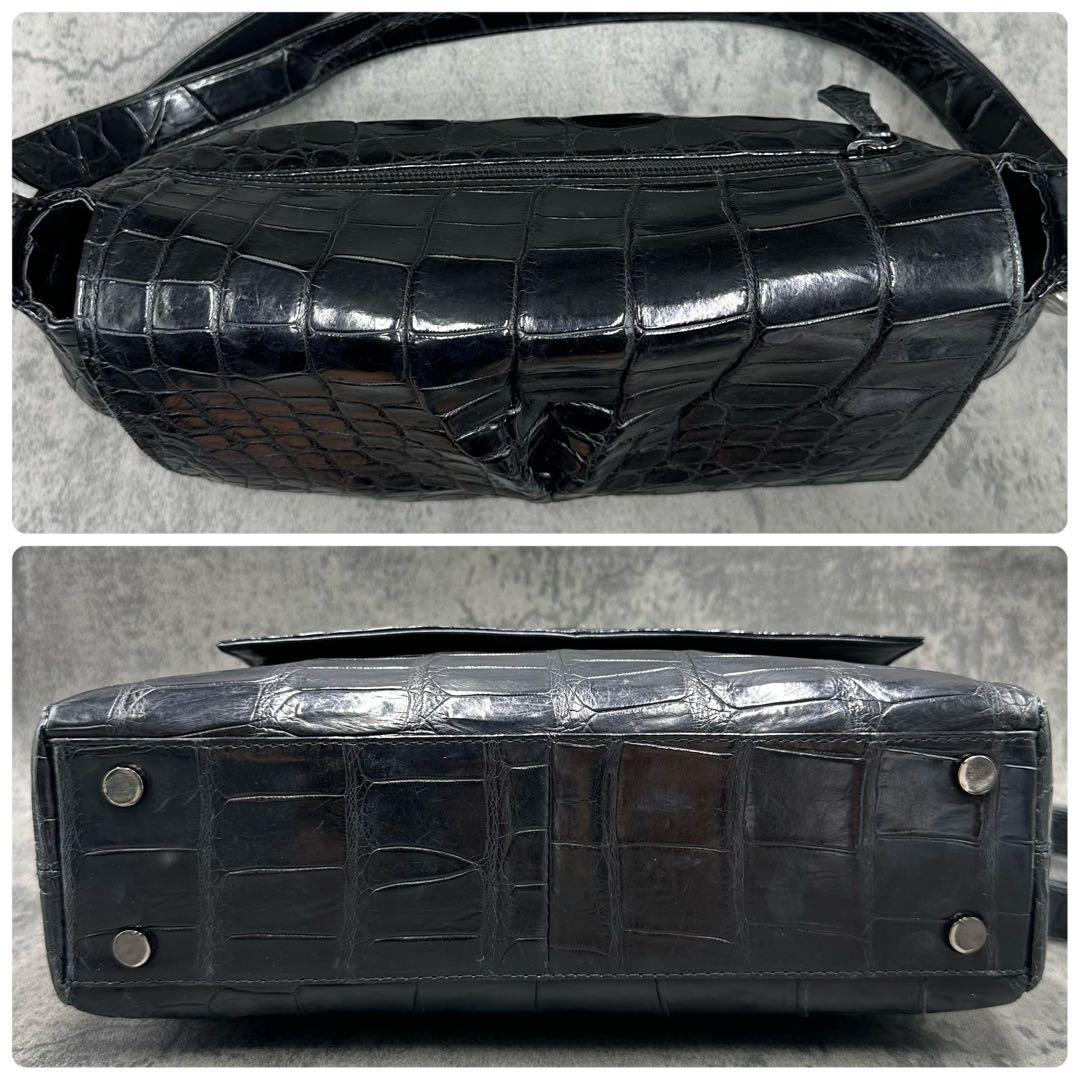JRA クロコダイル メッセンジャーバッグ エキゾチックレザー 黒 斜め掛け