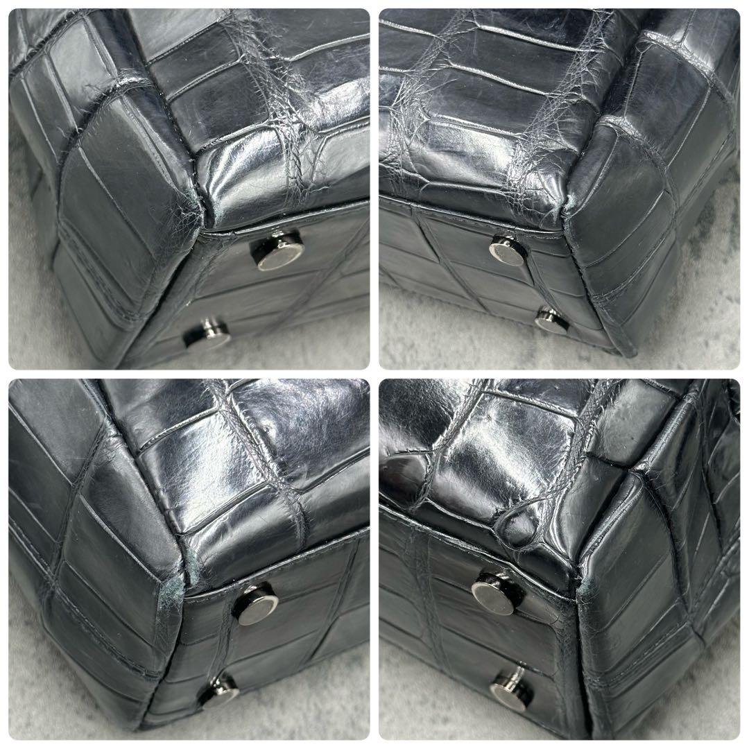 JRA クロコダイル メッセンジャーバッグ エキゾチックレザー 黒 斜め掛け