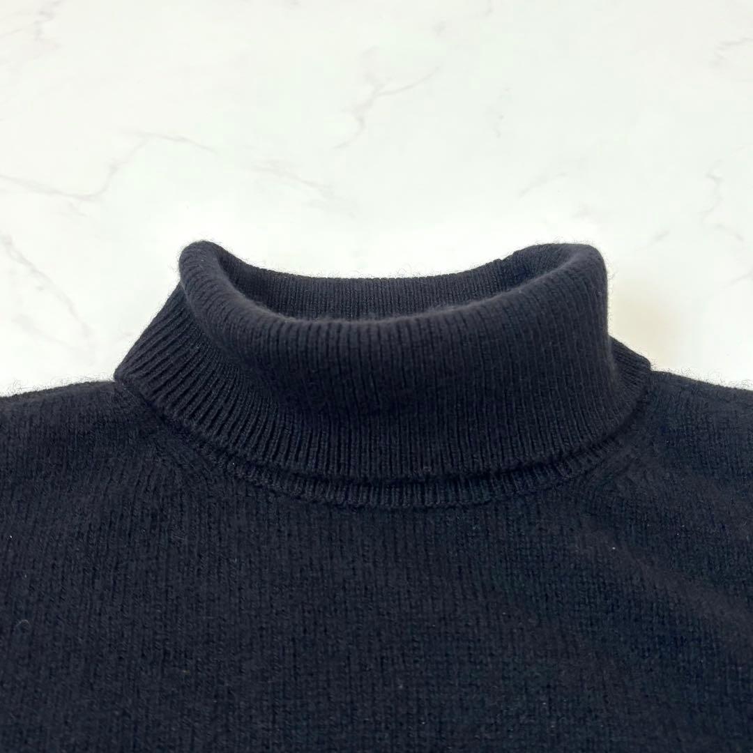 【美品 近年モデル】パパス カシミヤ100% タートルネックニット 黒 50 L