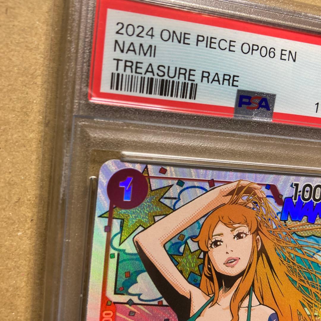 英語　ワンピースカード　ナミ　トレジャーレア　PSA9