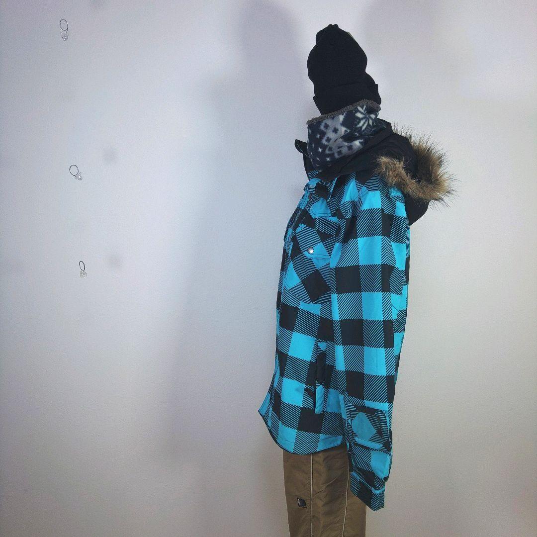 メンズ　XS　スキー　スノーボードウェア　上下　チェック柄　ブルー　ベージュ