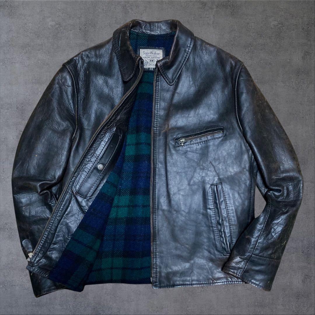 80s Vintage SamWalker シングルライダース エアロレザー馬革
