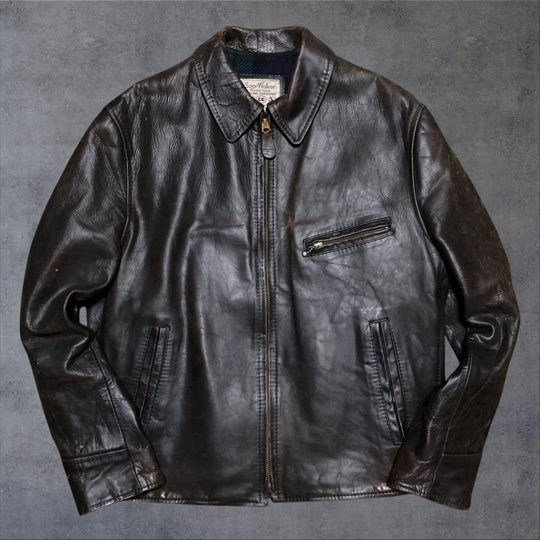80s Vintage SamWalker シングルライダース エアロレザー馬革