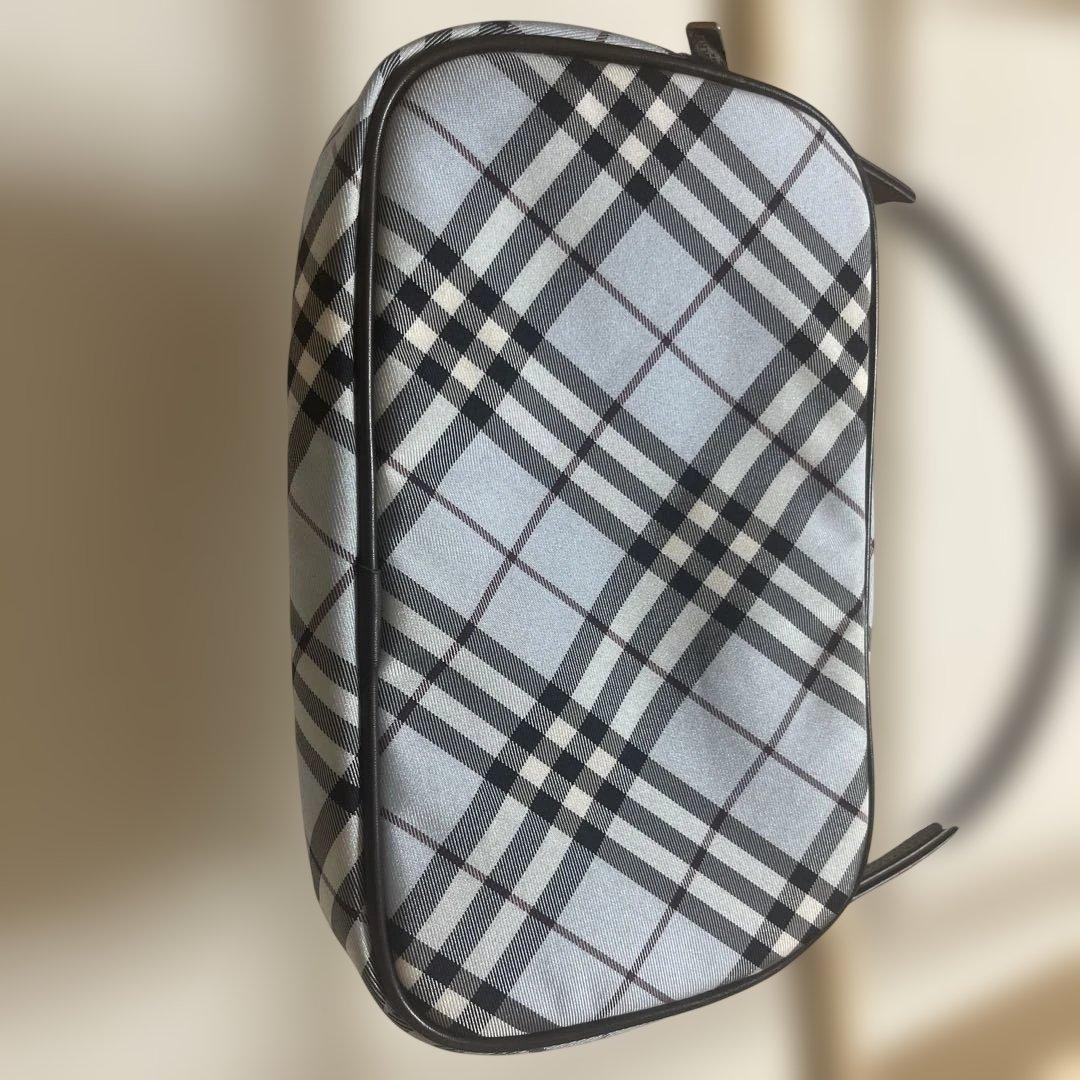 新品保管 BURBERRY バーバリー ポーチ ナイロン チェック ライトブルー
