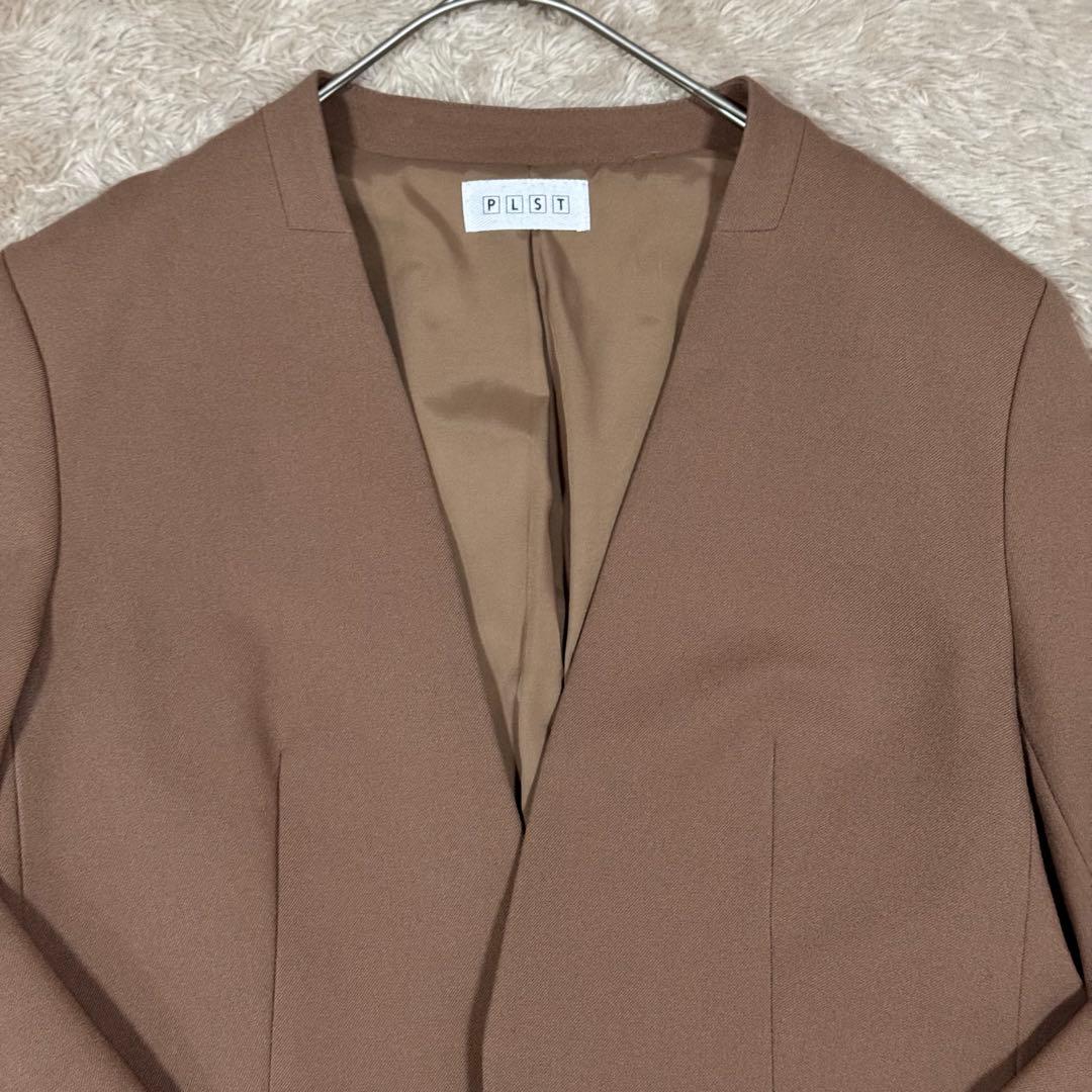【洗えるスーツ】PLST セットアップ パンツスーツ 上L 下M キャメル 秋冬