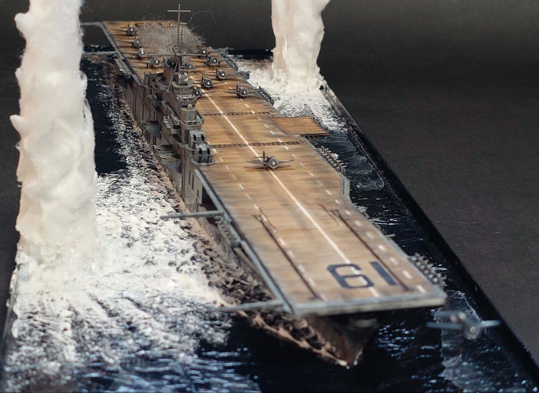 ハセガワ　アメリカ海軍航空母艦ハンコック　1/700 プラモデル完成品ジオラマ