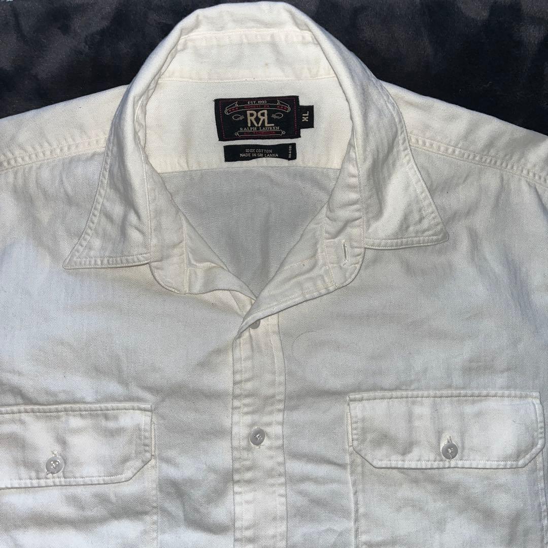最終値下げ。ダブルアールエル 白 シャツ 三つ星 ヴィンテージラルフローレン