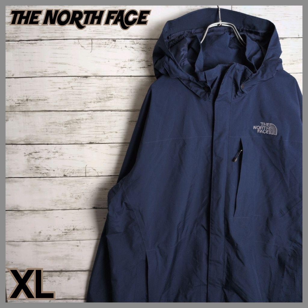 ノースフェイス マウンテンパーカー ゴアテックス 刺繍ロゴ メンズ古着ネイビー