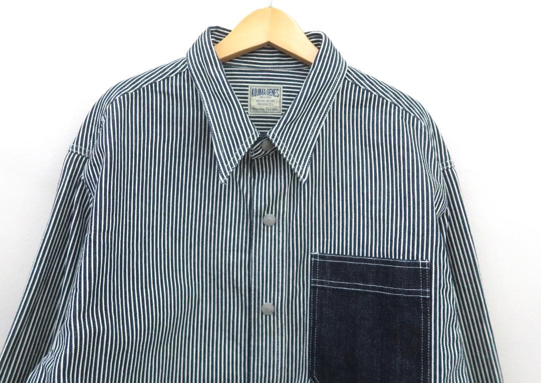 3404 未使用 児島ジーンズ デニム ヒッコリー ベーシック ワークシャツ