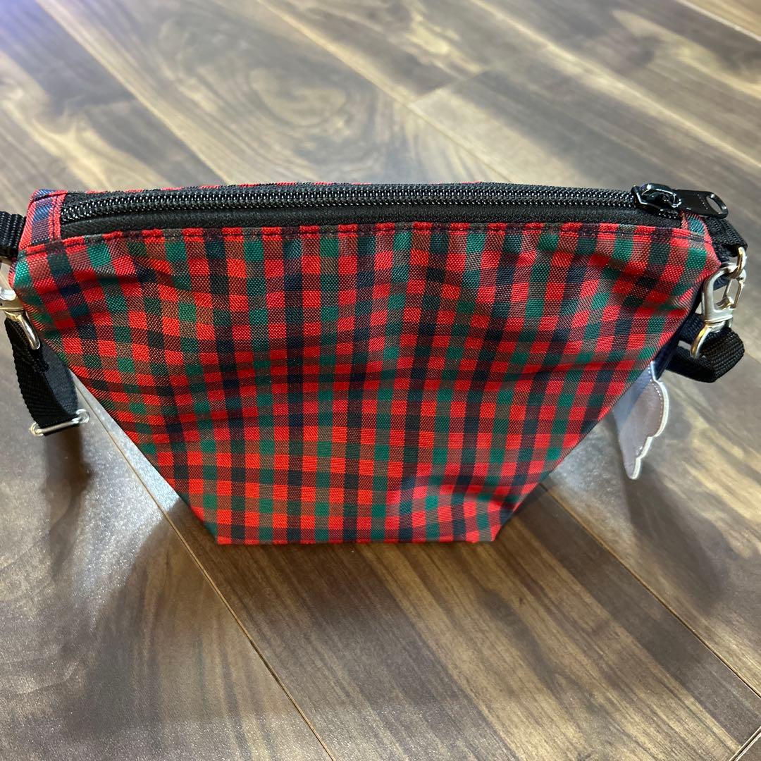 ファミリア　舟形ポシェット　赤チェック