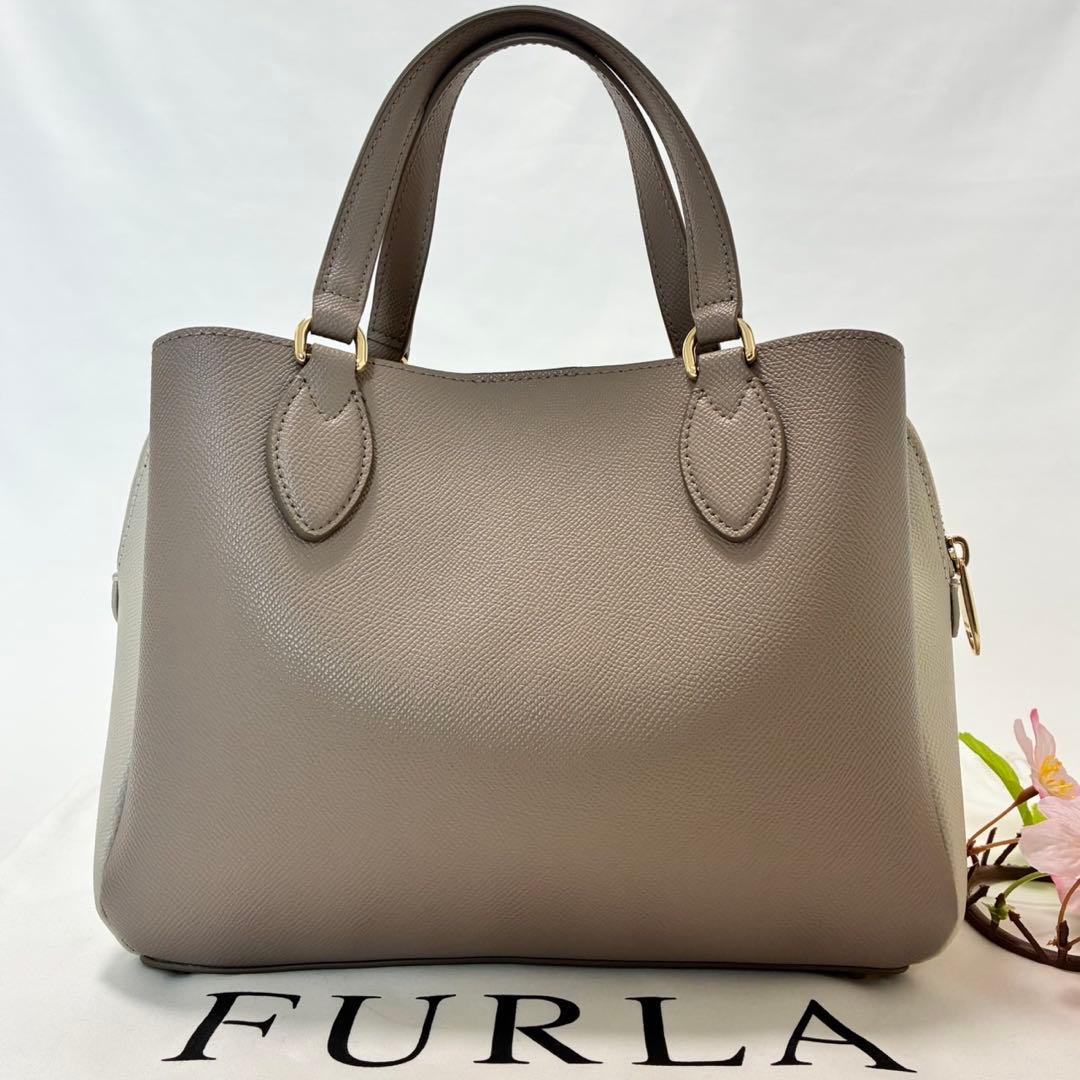 【未使用級/カード付】フルラ ミネルヴァ 2way ハンドバッグ レザー 本革