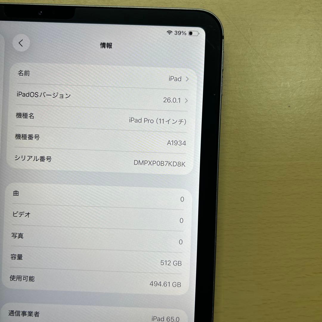 iPad Pro 11インチ　第1世代　512GB セルラーモデル　割れなし