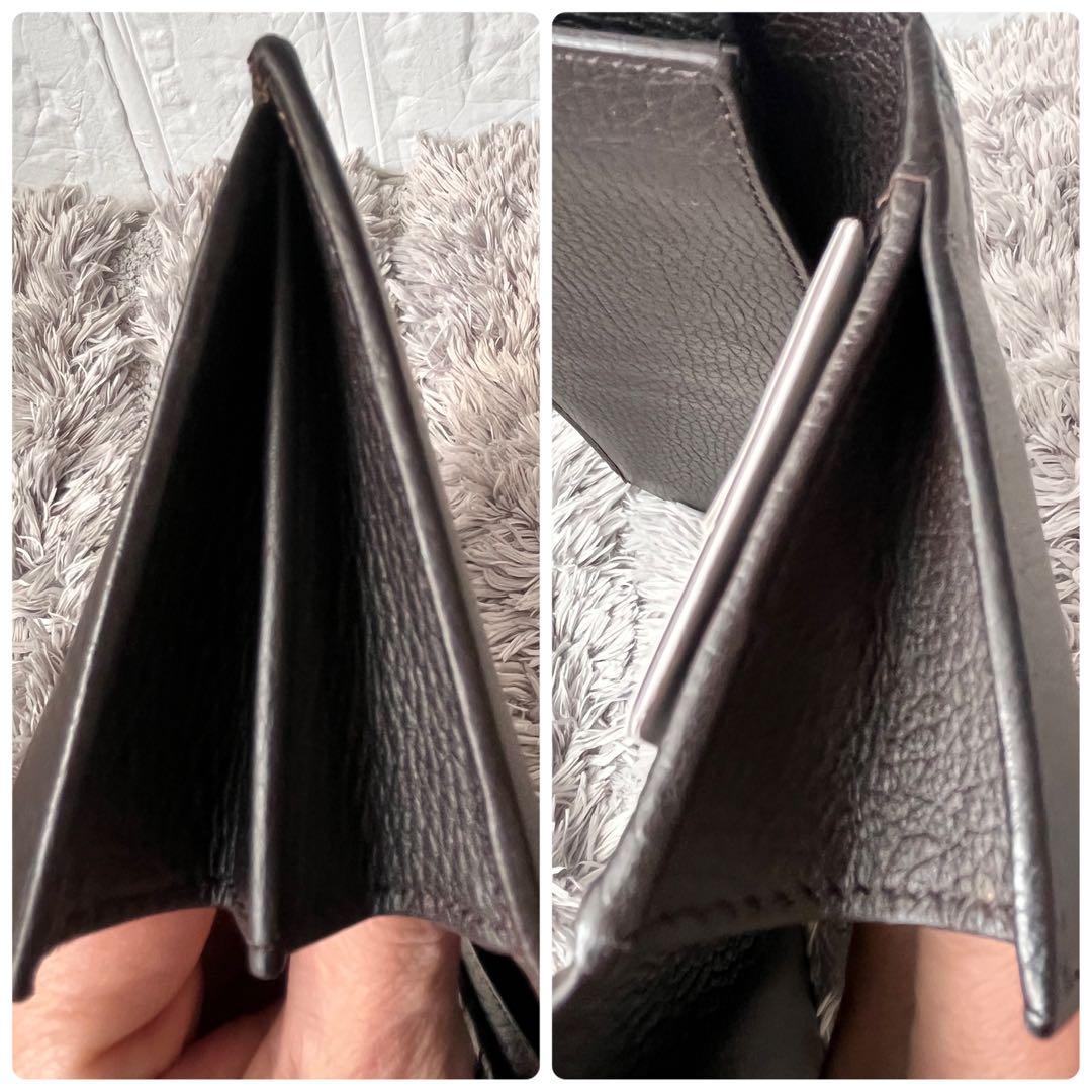 極美品✨GUCCI インターロッキング　長財布　シボレザー　ブラウン　Wホック