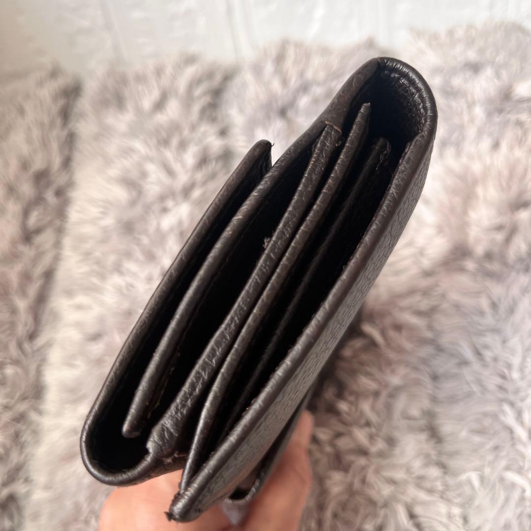 極美品✨GUCCI インターロッキング　長財布　シボレザー　ブラウン　Wホック