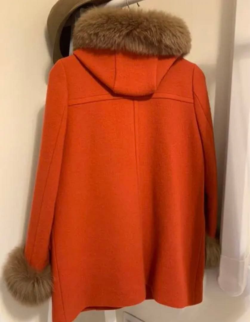 JUSGLITTY フォックスファー ビットゴールドダッフルコート　赤　レッド