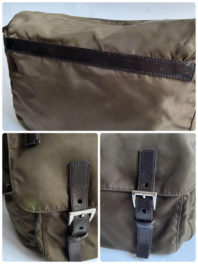 プラダ メッセンジャーバッグ ショルダーバッグ 三角プレート ナイロン カーキ