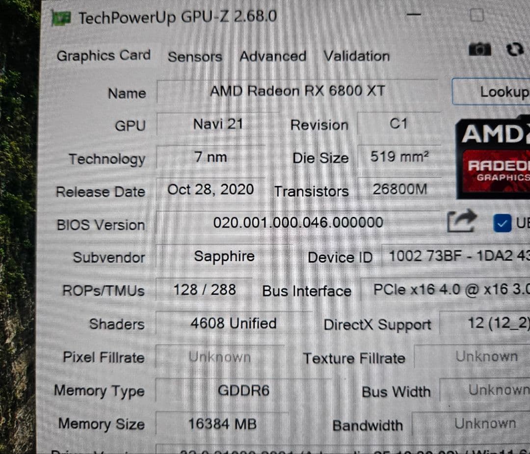 RADEON 6800XT 16G　ジャンク品