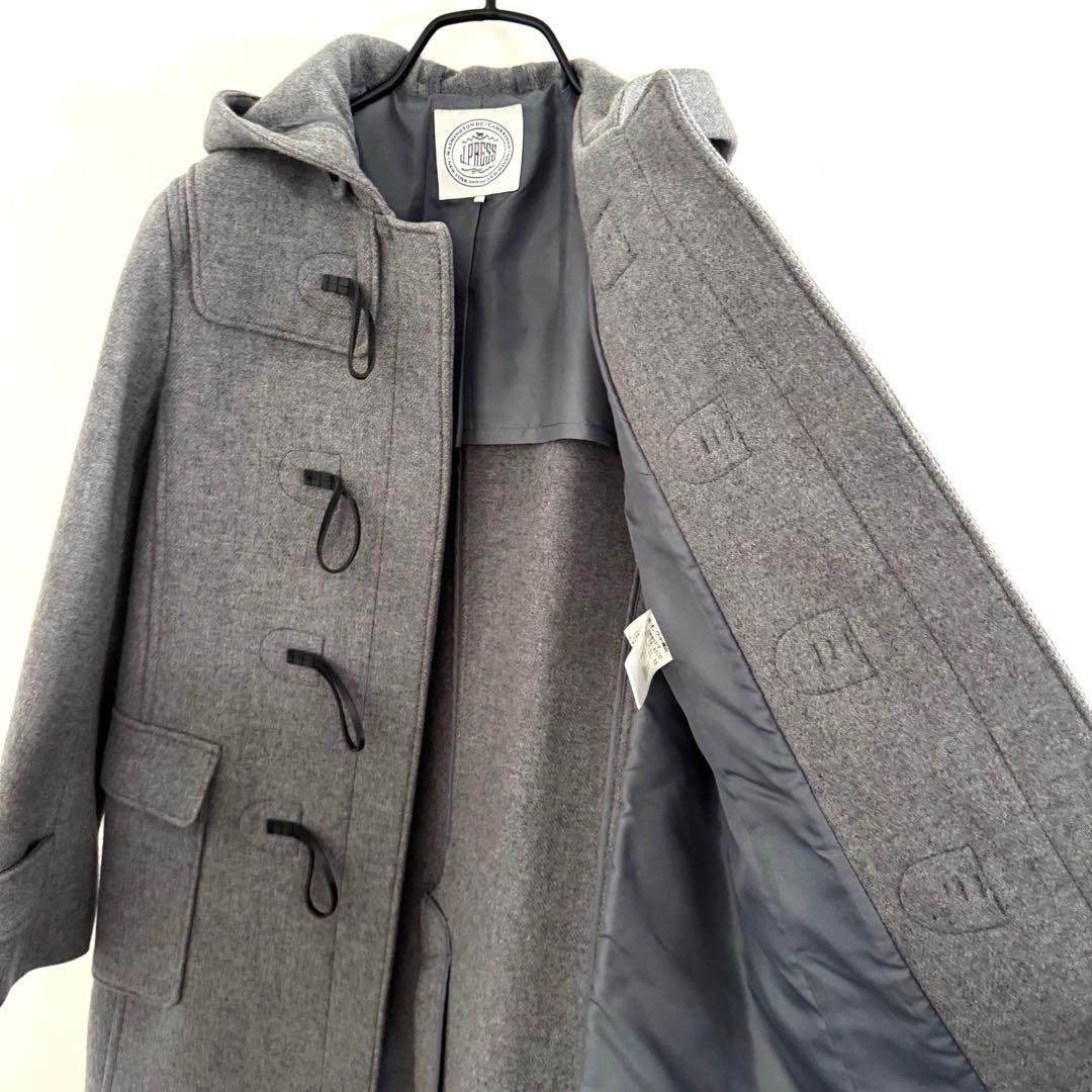 【極美品】ジェイプレス/スーパー100S二重織メルトンダッフルコート/グレー/L