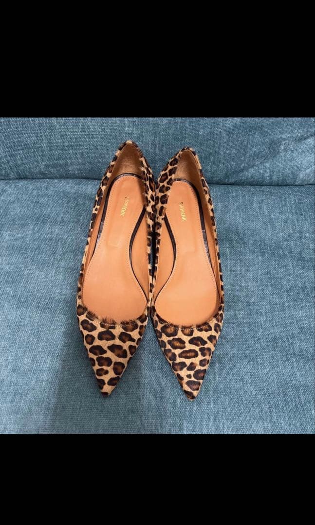 もぐ ヒョウ柄 ポインテッドトゥパンプス