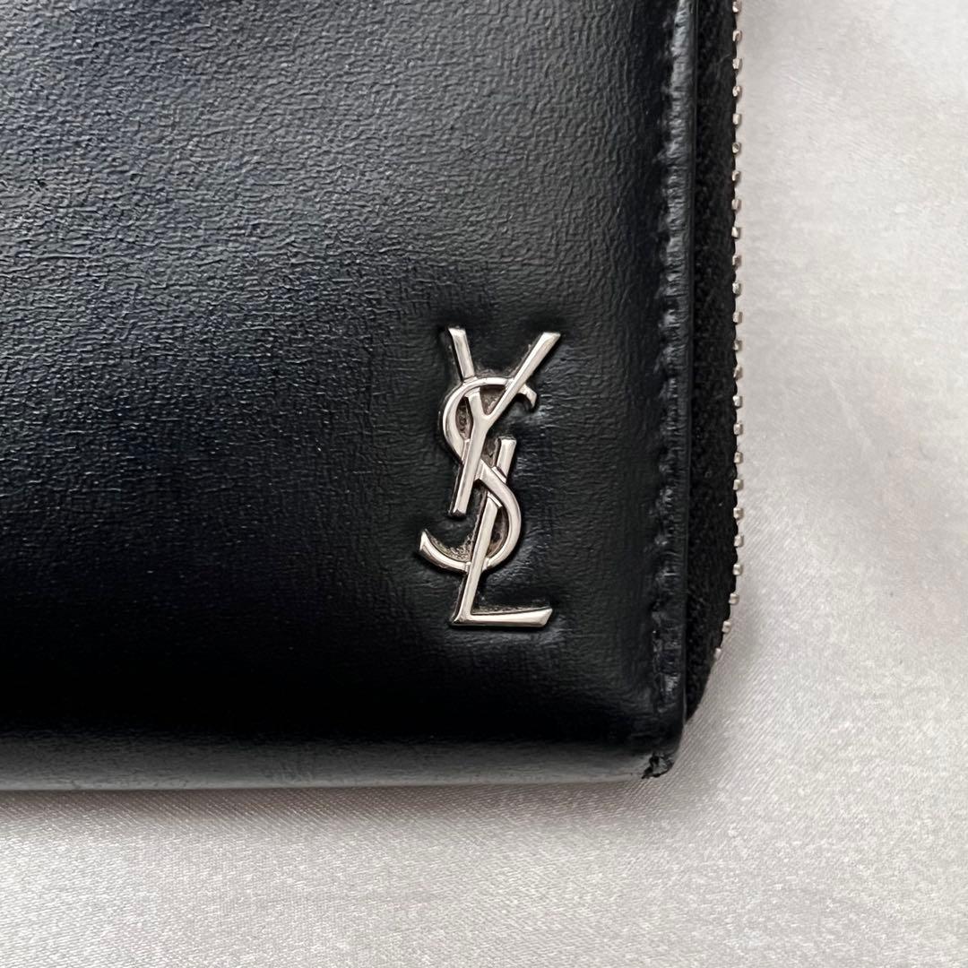 ◇箱・袋付き極美品◇サンローラン　長財布　カーフレザー　ブラック　YSLロゴ