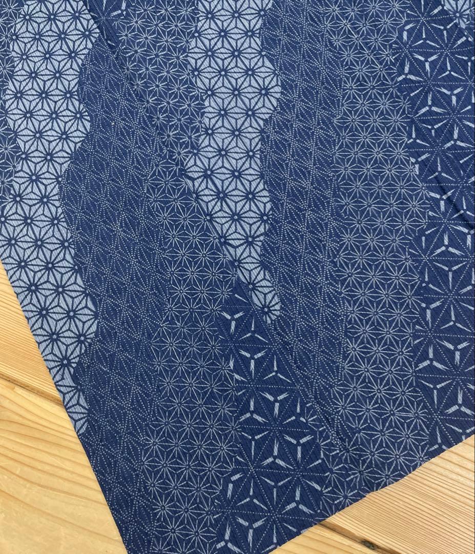 麻の葉の柄　阿波しじら　木綿着物　浴衣