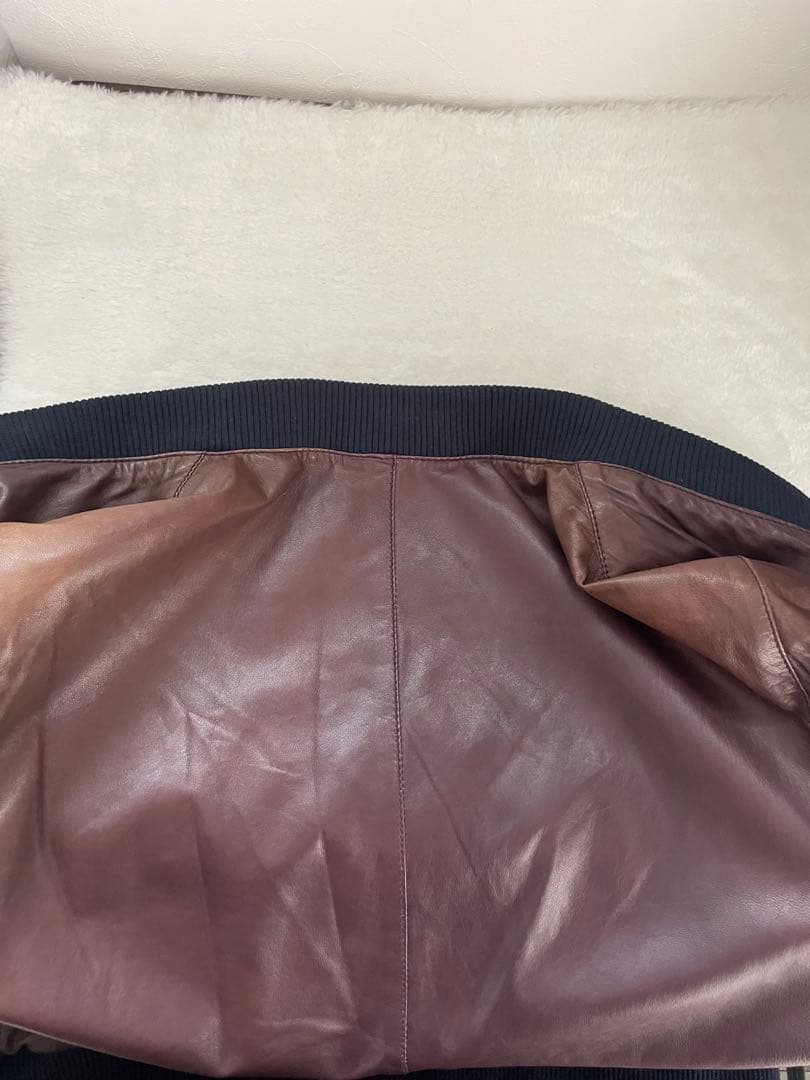 DOLCE&GABBANAシープスキン★ダークブラウンレザージャケット46/M