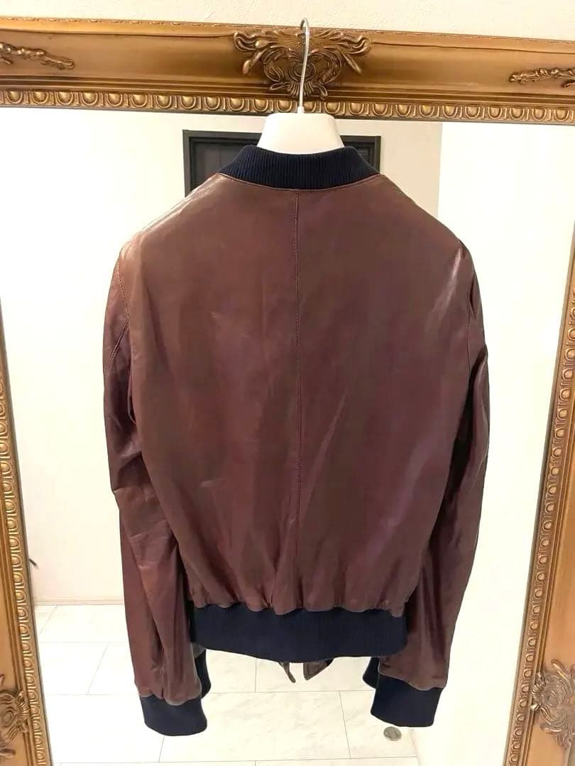 DOLCE&GABBANAシープスキン★ダークブラウンレザージャケット46/M