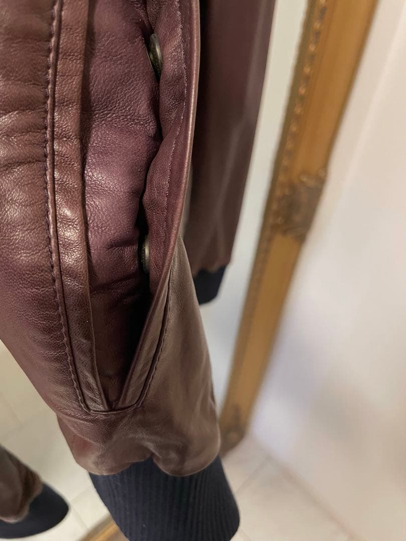 DOLCE&GABBANAシープスキン★ダークブラウンレザージャケット46/M