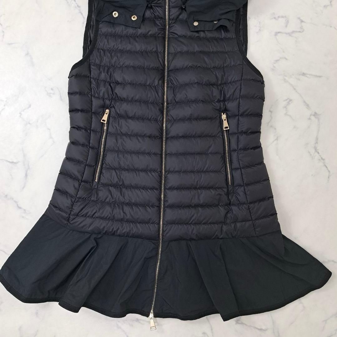 美品★MONCLER モンクレール ダウンベスト フリル 軽量 0 ブラック