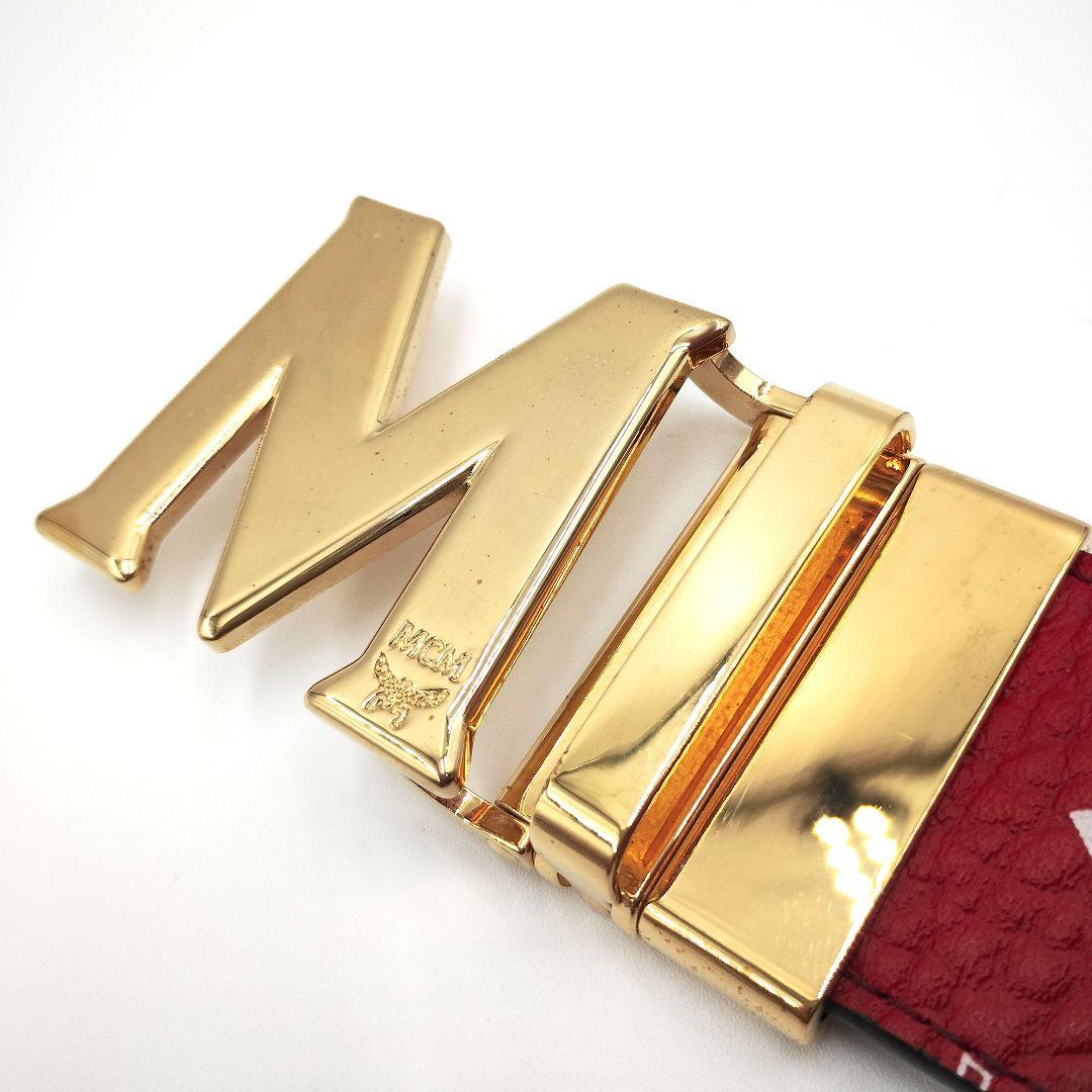 MCM ゴールド バックル ベルト レザー レッド　希少品