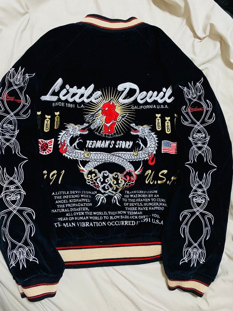 TEDMAN ２面用 日本限定 スカジャン　龍　別珍　サテン