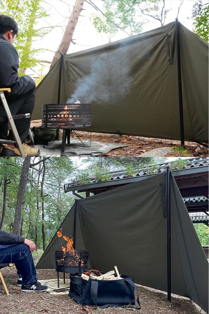 新品 未使用 FUTURE FOX 焚き火 陣幕 オリーブ TC素材