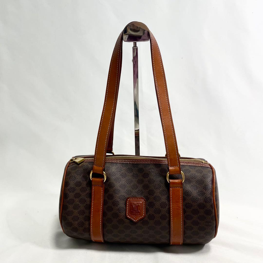 セリーヌ マカダム ハンドバッグ ミニボストンバッグ 筒型 大容量 多機能 ロゴ