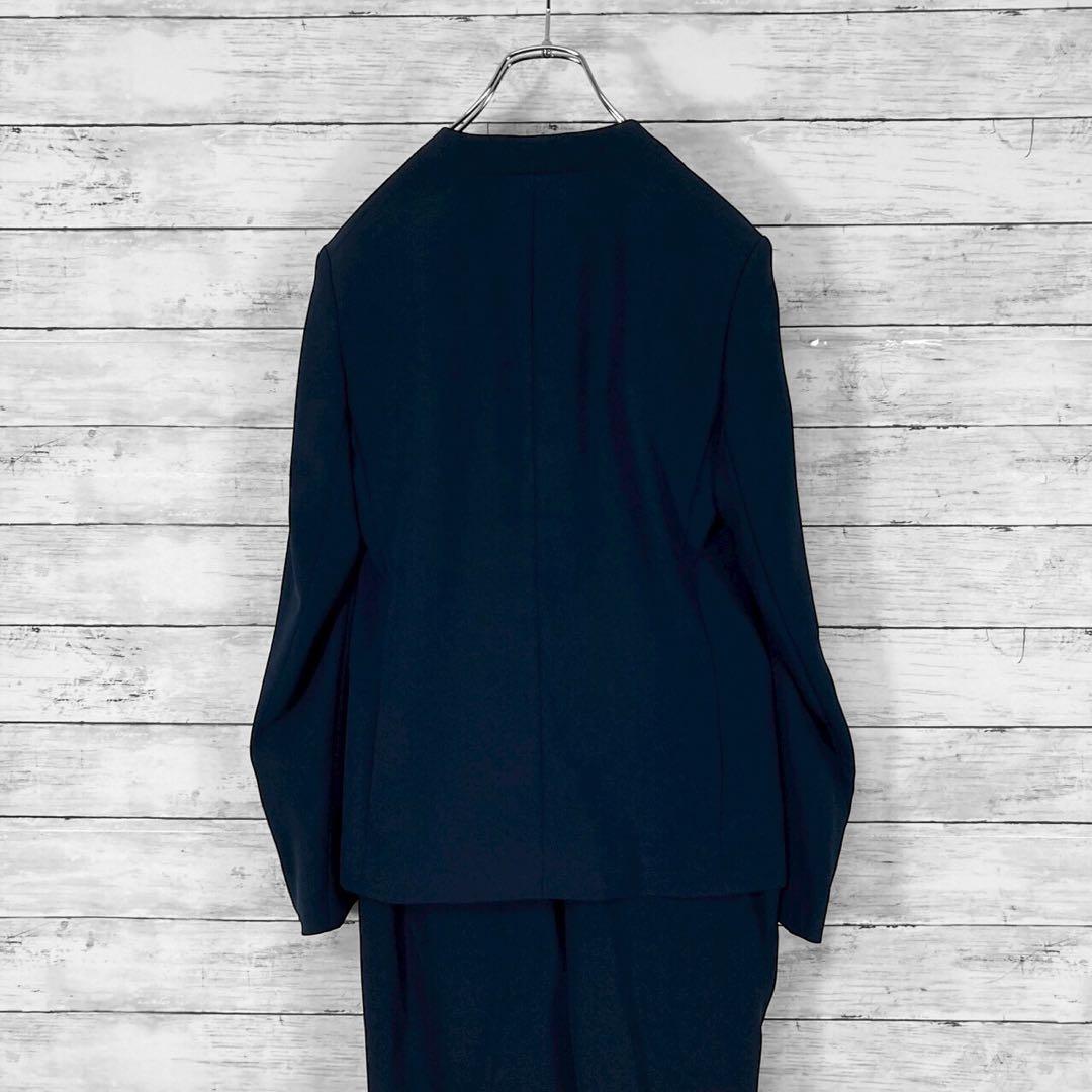 美品！ プラステ ダブルクロスカラーレス セットアップ ノーカラー ネイビー
