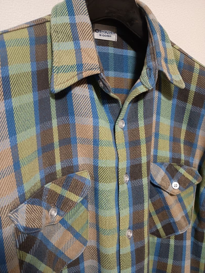 USA製 70s 80s OSHKOSH オシュコシュ ネルシャツ ヘビネル