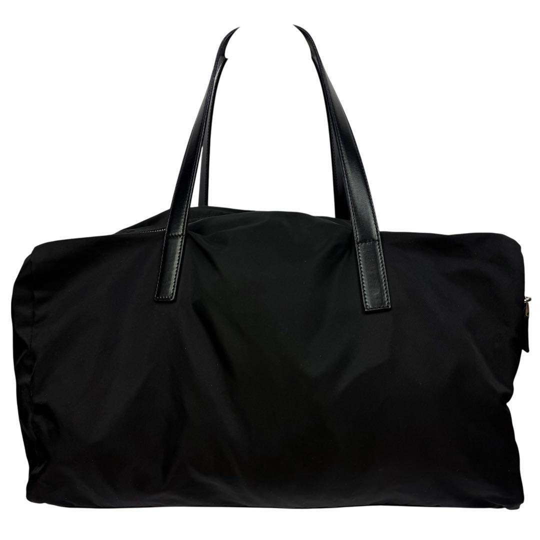 【A4対応 美品】PRADA プラダ ボストンバッグ レザーハンドル 黒 白タグ