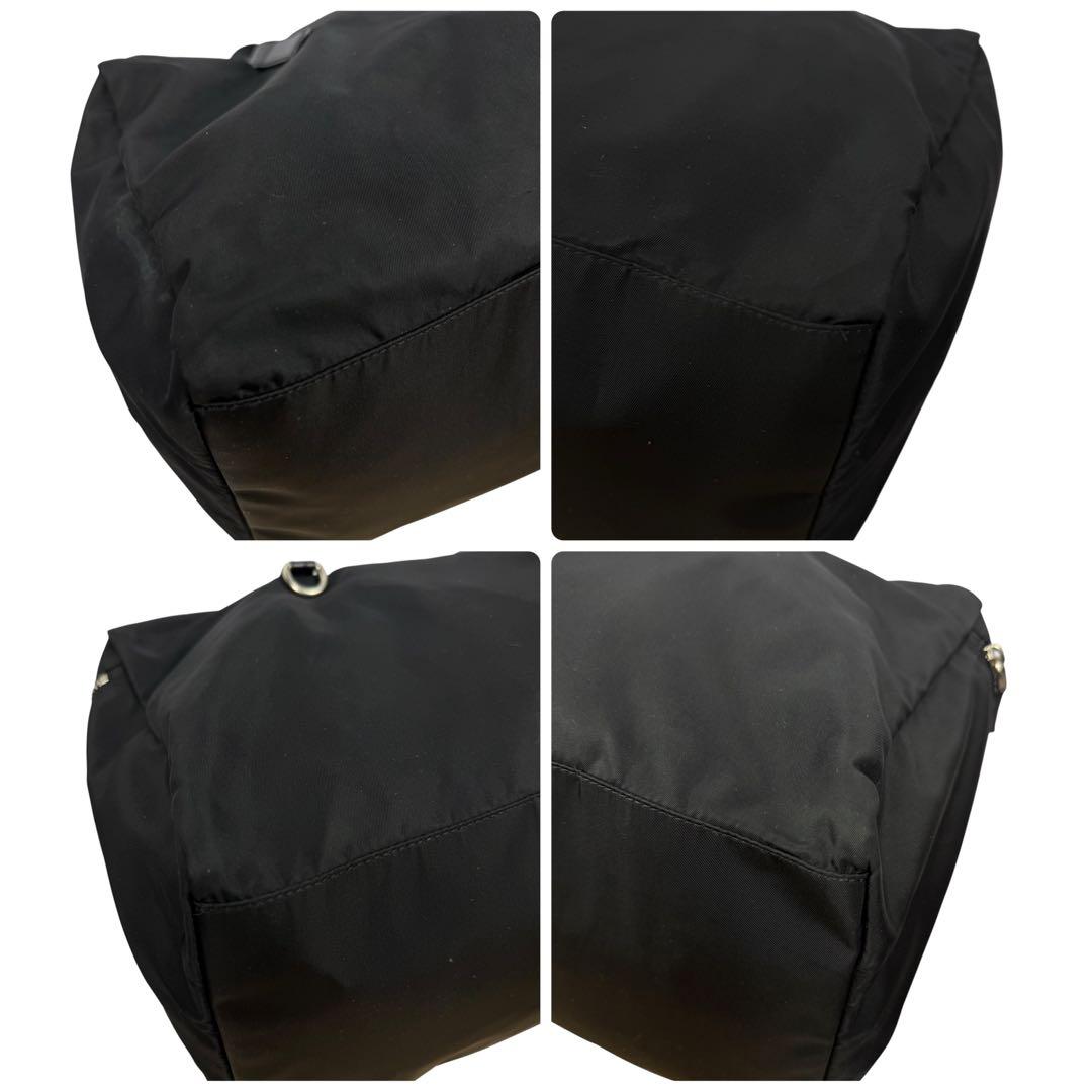 【A4対応 美品】PRADA プラダ ボストンバッグ レザーハンドル 黒 白タグ